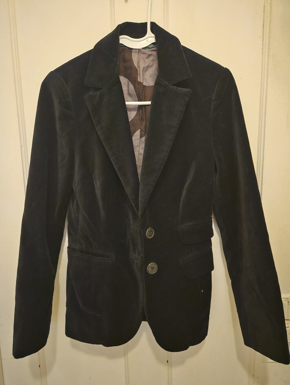 Boden Black Velvet Blazer Jacket UK 6 US 2